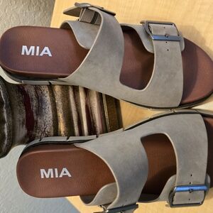 MIA Gray Sandals with Adjustable Buckles